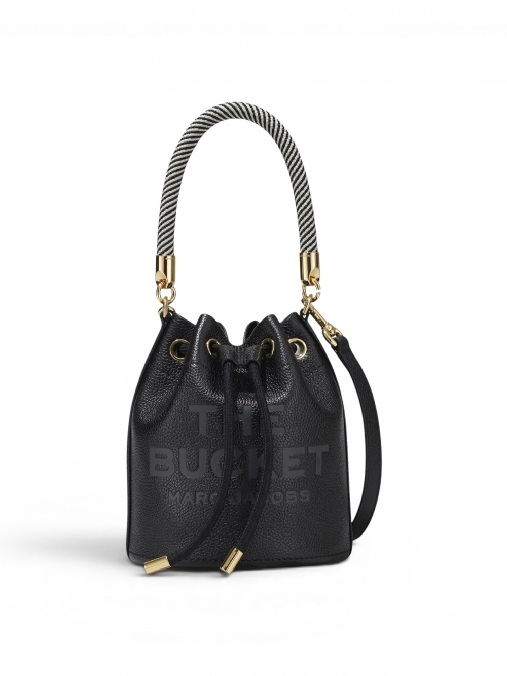 Marc Jacobs The Bucket Bag Leather Drawstring Bucket Bag with Striped Handle - Picture 2 of 4
